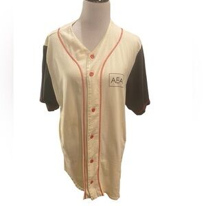 Ash City Baseball Style V Neck Shirt w/AEA Logo Printed on Side of Shirt Size L